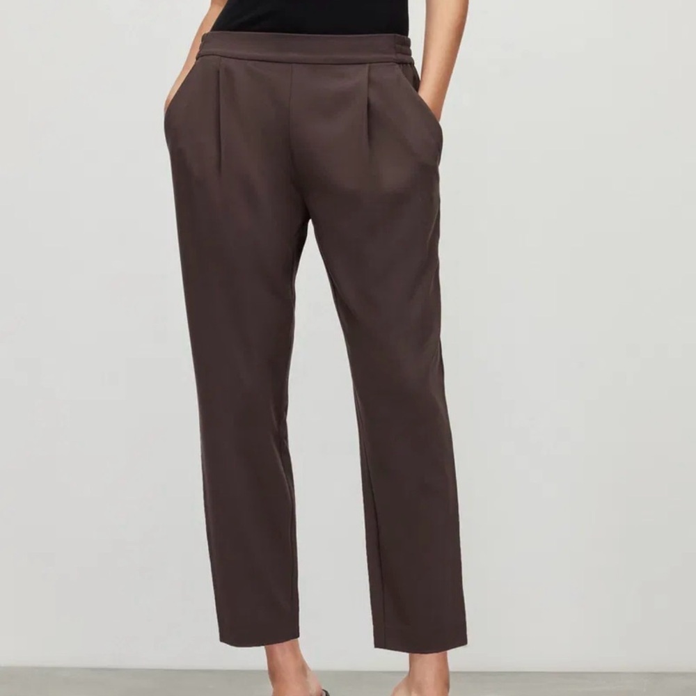 AllSaints Cropped Straight-Leg Trousers in Dark Brown